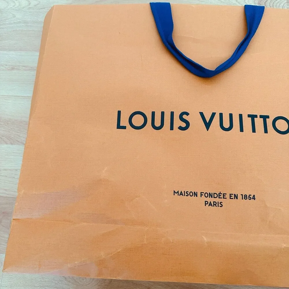 LV Louis Vuitton Paper Shopping Bag - orange large, 18.75
